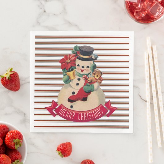 メリークリスマス – ヴィンテージ雪だるまペーパーナプキン (インサイチュ)