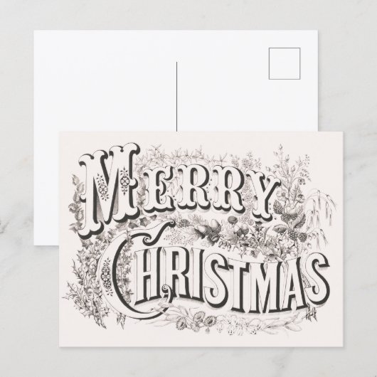 メリークリスマス、ヴィンテージ カーライ＆アイヴス（複製） ポストカード (正面/裏面)