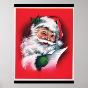 メリークリスマス,ヴィンテージ,レトロ,サンタクロース,ハッピーサ ポスター