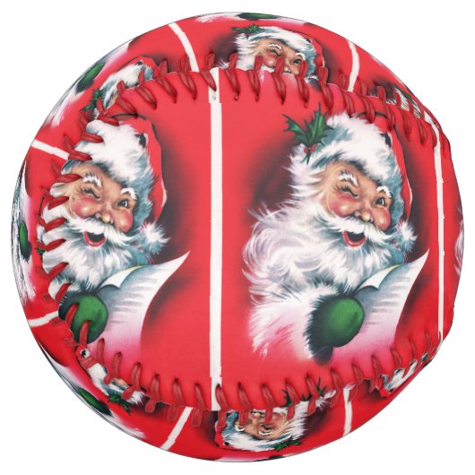 メリークリスマス,ヴィンテージ,レトロ,サンタクロース,ハッピーSa ソフトボール (正面左)