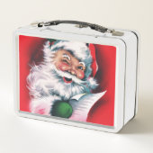 メリークリスマス,ヴィンテージ,レトロ,サンタクロース,ハッピーSa メタルランチボックス (裏面)