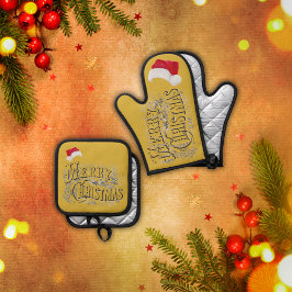 メリークリスマス – ヴィンテージ, Santa Hat | 鍋つかみ&鍋敷きセット