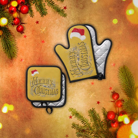 メリークリスマス – ヴィンテージ, Santa Hat | 鍋つかみ&鍋敷きセット