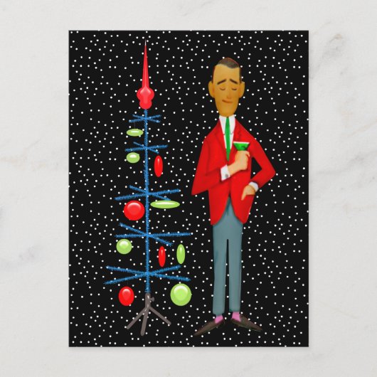 メリークリスマス |ヴィンテージMCMクリスマスツリー ポストカード (正面)