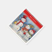 メリークリスマス、三カラフル雪だるま。 スタンダードカクテルナプキン (角)
