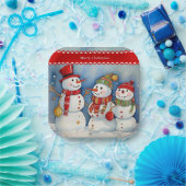 メリークリスマス、三カラフル雪だるま。 ペーパープレート (パーティー)