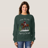 メリークリスマス、乗馬の英国の跳躍の馬 スウェットシャツ (正面フル)