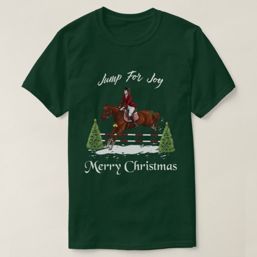 メリークリスマス、乗馬の英国の跳躍の馬 Tシャツ (デザイン正面)