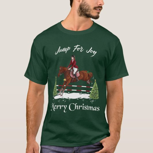 メリークリスマス、乗馬の英国の跳躍の馬 Tシャツ (正面)