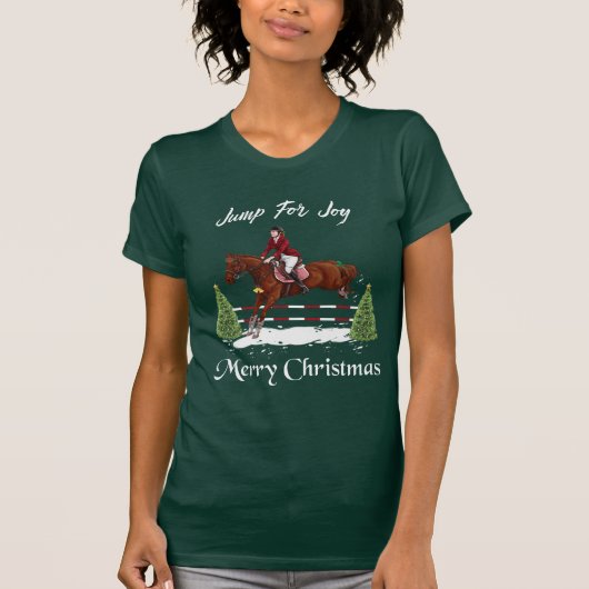 メリークリスマス、乗馬の英国の跳躍の馬 Tシャツ (正面)
