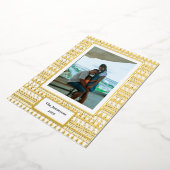 メリークリスマス!写真と家族の名前と年 箔シーズンカード (回転した状態)