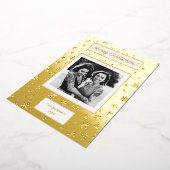 メリークリスマス!写真と家族の名前と年  箔シーズンカード (回転した状態)