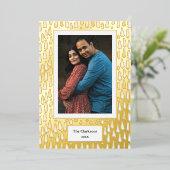 メリークリスマス!写真と家族の名前と年 箔シーズンカード (立ち正面)