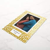 メリークリスマス!写真と家族の名前と年 箔シーズンカード (回転した状態)