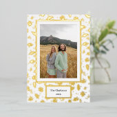 メリークリスマス!写真と家族の名前と年 箔シーズンカード (立ち正面)