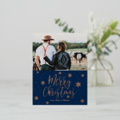 メリークリスマス |写真の休日の挨拶 箔シーズンポストカード (立ち正面)