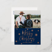メリークリスマス |写真の休日の挨拶 箔シーズンポストカード (正面/裏面)