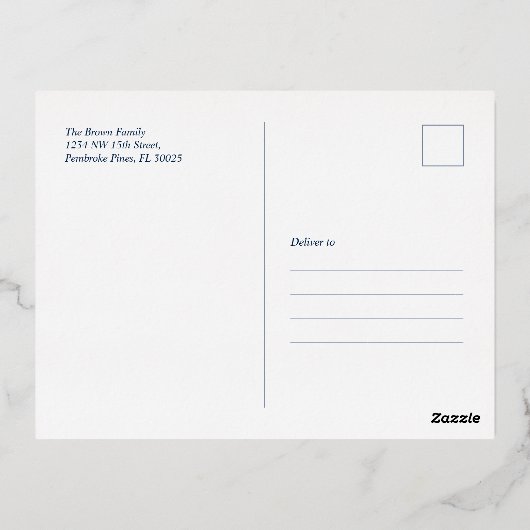 メリークリスマス |写真の休日の挨拶 箔シーズンポストカード (裏面)