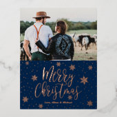 メリークリスマス |写真の休日の挨拶 箔シーズンポストカード (正面)