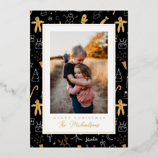 メリークリスマス | 写真を追加 箔シーズンカード (正面)