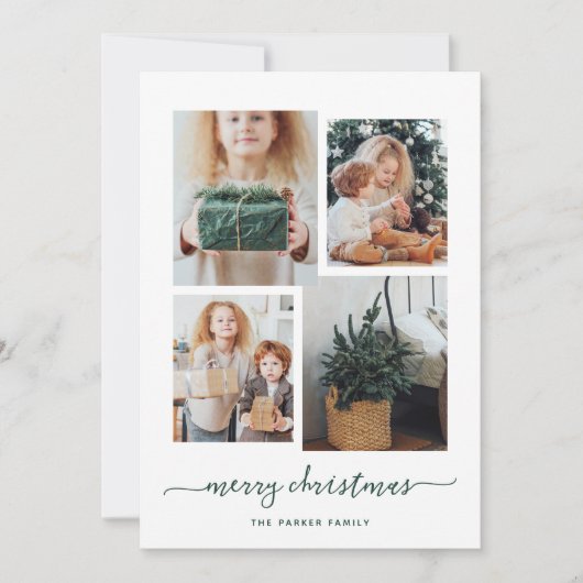 メリークリスマス |写真モダンコラージュ4枚 シーズンカード (正面)