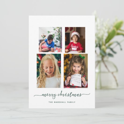 メリークリスマス |写真モダンコラージュ4枚 シーズンカード (スタンド正面)