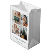 メリークリスマス |写真モダンコラージュ4枚 ミディアムペーパーバッグ (正面アングル)