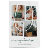 メリークリスマス |写真モダンコラージュ4枚 ミディアムペーパーバッグ (正面)