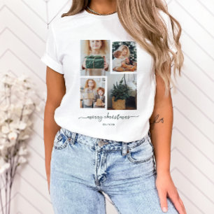 メリークリスマス 写真モダンコラージュ4枚 Tシャツ