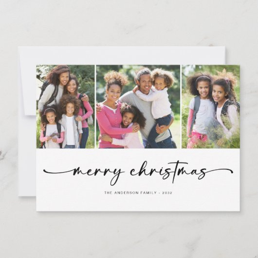 メリークリスマス |写真モダン3枚 シーズンカード (正面)