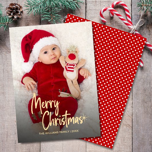 メリークリスマス 写真入り カスタム筆記体 シーズンカード