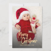 メリークリスマス 写真入り カスタム筆記体 シーズンカード (正面)