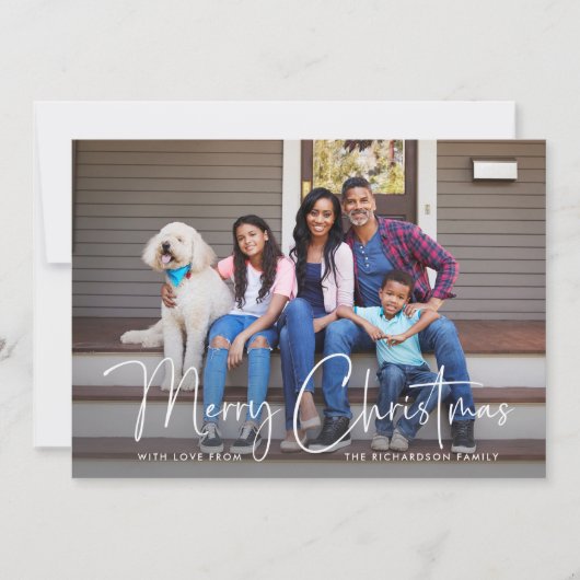 メリークリスマス |写真数々ののシンプルスクリプト シーズンカード (正面)