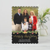 メリークリスマス 写真飾り付き松のガーランド シーズンカード (スタンド正面)