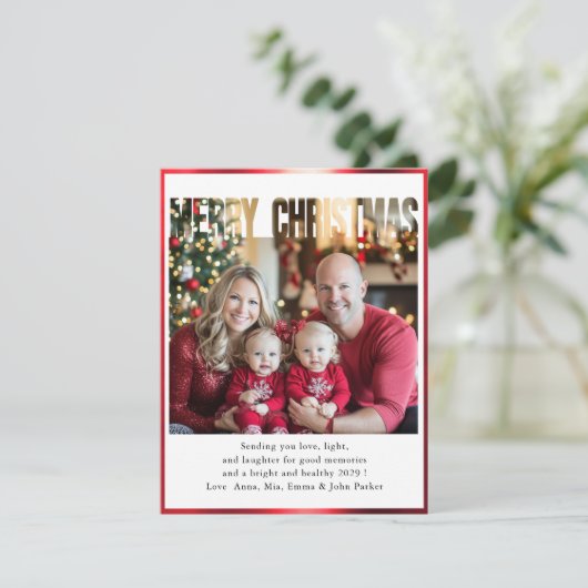 メリークリスマス!写真1枚、白、赤 シーズンカード (スタンド正面)