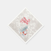 メリークリスマス，《写真》ぼけ味，サンタクロース，松の木 スタンダードカクテルナプキン (角)