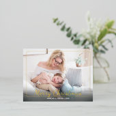 メリークリスマス、写真、名前&メッセージ金ゴールド 箔シーズンポストカード (立ち正面)