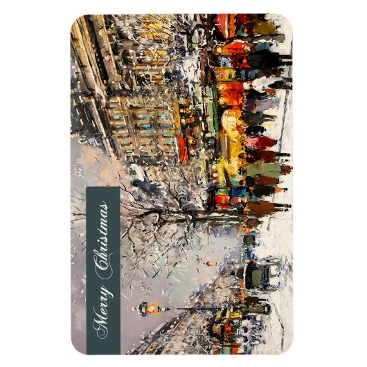 メリークリスマス.冬のパリの景色 マグネット (縦)