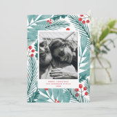 メリークリスマス.冬のフローラと松の写真 シーズンカード (スタンド正面)