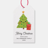 メリークリスマス.冬の休日かわいいおもしろい木 ギフトタグ (正面)