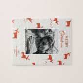 メリークリスマス.冬の休日ウッドランドトナカイ ジグソーパズル (横)