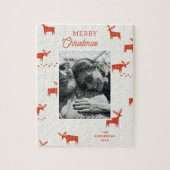 メリークリスマス.冬の休日ウッドランドトナカイ ジグソーパズル (縦)