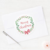 メリークリスマス.冬の休日リース。パイン ラウンドシール (封筒)