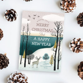 メリークリスマス.冬の森林地帯の北欧の風景 シーズンカード