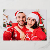 メリークリスマス 冬の狐の写真 ゴールド 箔シーズンカード (裏面)