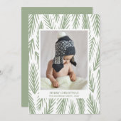 メリークリスマス.冬の緑の松のパターン写真 シーズンカード (正面/裏面)