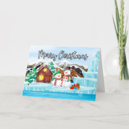 メリークリスマス 冬の雪だるまカップル シーズンカード