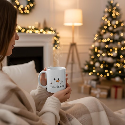 メリークリスマス 冬の雪だるま 笑顔 コーヒーマグカップ