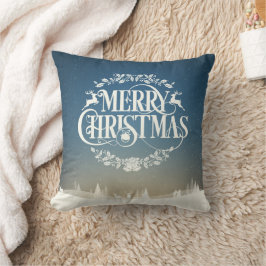 メリークリスマス 冬の雪景色 クッション
