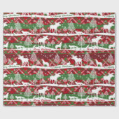 メリークリスマス、冬、ムース、オオカミ ラッピングペーパー (フラット)